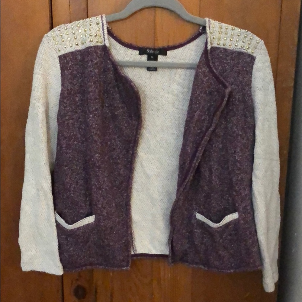 Tan and merlot cardigan